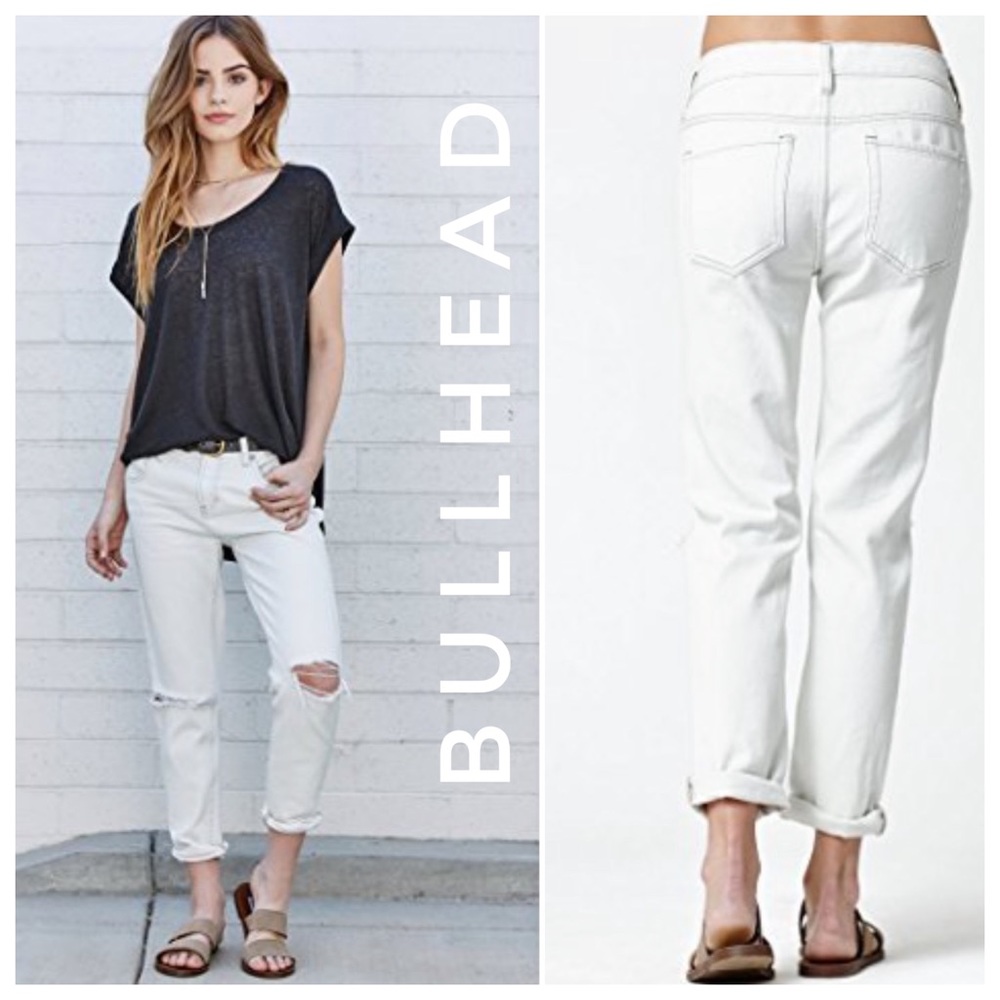 BULLHEAD Pacsun new skinny boyfriend distressed cream white